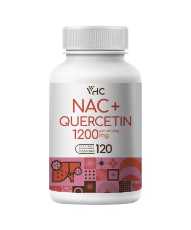 VHC NAC Supplement (N-Acetyl Cysteine) 1200mg Plus Quercetin Optimum Dose (1200mg + 100mg) 2 in 1 Dual Action Formula N-Acetyl-L-Cysteine with Quercetin for Respiratory Liver Immune Made in USA