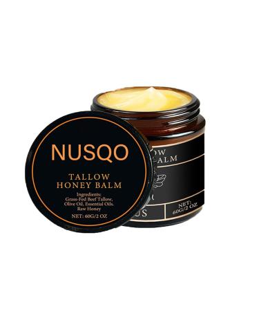 Organic Grass-Fed Beef Tallow Balm with Raw Honey - Moisturizing Cream for Soft Smooth Skin - Tallow and Honey Balm for Face Natural Formula for Dry & Sensitive Skin (1 Orange