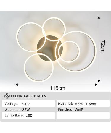 Buy LED Dimmable Ceiling Lamp | 85W Round Spotlight Chandelier for Living Room Bedroom & Office - Stylish Aluminum Design - Buy Online on GoSupps.com