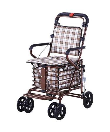 Small Cart Old Man Step-by-Step Rider Can Sit with Armrests Economical Simple Elderly Portable Thickening Rest Elderly Walker Wheelchair