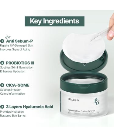 CELORABY Pore Double Care Pad - Korean Toner Pads with Exosomes Triple Hyaluronic Acid & Probiotics for Pore Care Hydration & Radiant Skin (70 Pads All Skin Types) - Buy Online on GoSupps.com