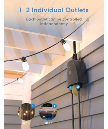 meross Outdoor Smart Plug - Compatible with Apple HomeKit, Alexa, Google Assistant - Waterproof WiFi Outlet for Remote Control - Timer, FCC/ETL Certified - 2 Sockets - Buy Online on GoSupps.com