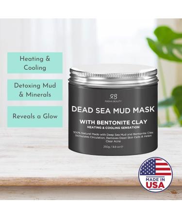 Radha Beauty Dead Sea Mud Mask with Bentonite Clay 8.8 oz - 100% Natural Formula for Acne, Pores, Blackheads & Oily Skin - Face & Body Treatment - Buy Online on GoSupps.com