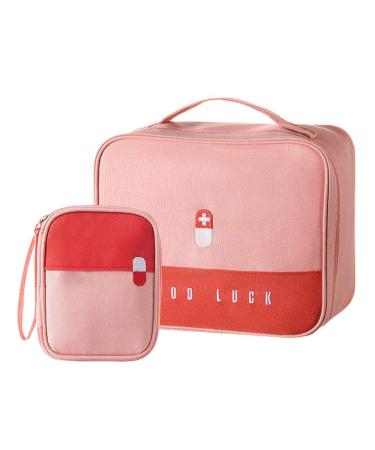 2Stk medication bag Large capacity medical emergency pocket empty waterproof medicine storage bag portable medication bag for home office travel (pink)