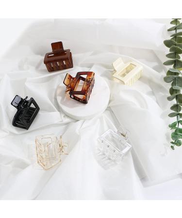 6 PCS Non-Slip Hair Claw Clips Set for Women and Girls - Small Square and Rectangle Clips for Thick and Thin Hair - Bright Hair Accessories - Buy Online on GoSupps.com