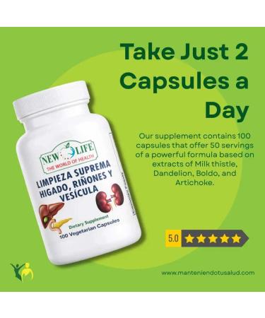Manteniendo Tu Salud New Life Limpieza Suprema H gado Ri ones y Vesicula Healthy Liver Dandelion Root Milk Thistle Extract 100 Capsules - Buy Online on GoSupps.com