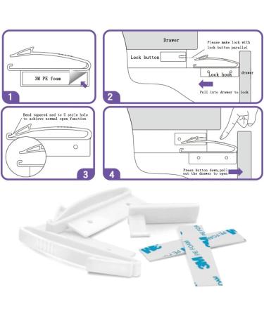 Hinkyoung 4 Pcs Invisible Drawer Locks - Child Safety Latches for Baby Proofing Cabinets & Furniture - Buy Online on GoSupps.com