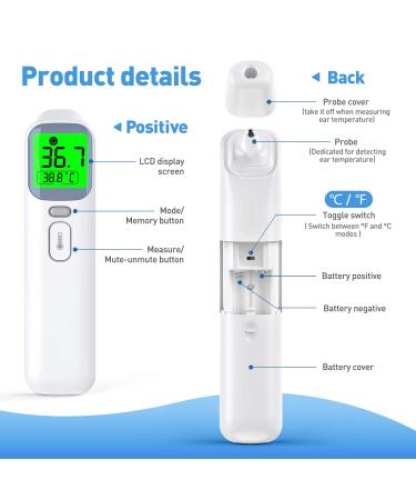 IDOIT Digital Ear and Forehead Thermometer - Non-Contact Infrared Medical Thermometer for Adults & Children - 40 Memory Recall - Fever Alarm - Buy Online on GoSupps.com