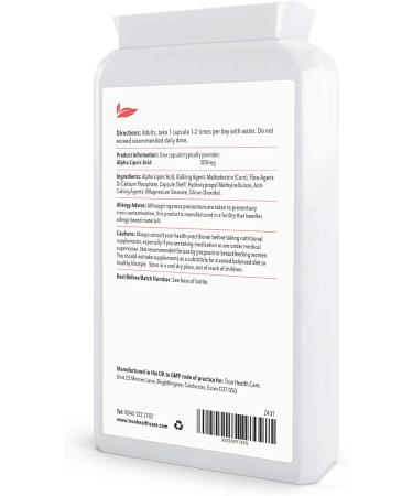 Alpha Lipoic Acid 300mg Supplement - 120 Capsules | UK Manufactured to GMP Standards - Buy Online on GoSupps.com