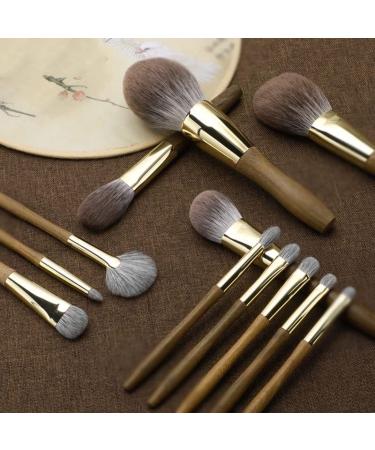 12 Green Sandalwood Makeup Brush Set - Complete Loose Powder & Eyeshadow Brushes for Flawless Application - Shop Internationally - Buy Online on GoSupps.com
