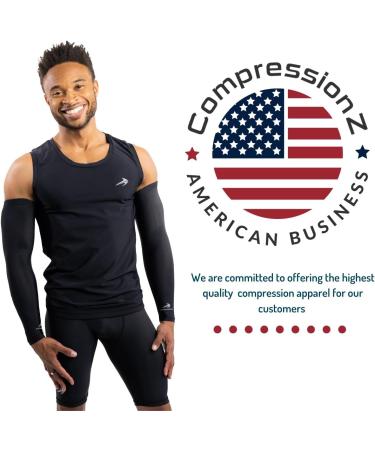 CompressionZ Arm Sleeves for Men & Women - UV Protection Elbow Sleeve (Black, 1 Pair) - Buy Online on GoSupps.com