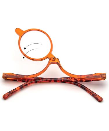 MMOWW Makeup Reading Glasses Magnifying Makeup Glasses for Womens with Flip-Down Single Lens Rotating Glasses (Orange 1.5) Orange 1.5 x - Buy Online on GoSupps.com