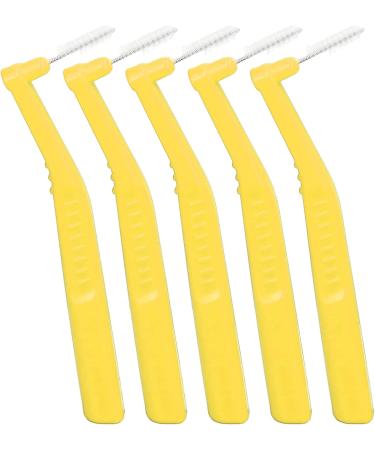 Interdental Toothbrush Set - L-Shaped Brushes for Effective Cleaning & Plaque Removal | 5 Pieces for Braces & Dental Care - Yellow - Buy Online on GoSupps.com