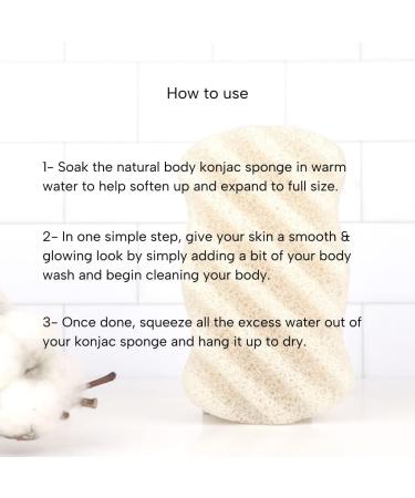 ETHOSA Konjac Natural Body Sponge - Vegan Biodegradable Exfoliating Shower Sponge - Gentle Baby Bath Accessory - Eco Friendly Gift - 1 Count - Buy Online on GoSupps.com