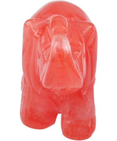 Nupuyai Elephant Figure - Red Cherry Quartz Gemstone Crystal Lucky Charm | Healing Stone & Feng Shui Decoration | Reiki Supplies - Buy Online on GoSupps.com