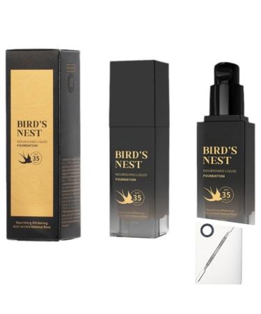 Bird'S Nest Nourishing Liquid Foundation Face Makeup Spf35 Skin Care Long-Lasting Liquid Foundation Non-Sticky Moisturizing Natural Bb Cream (02#NATURAL BEIGE)