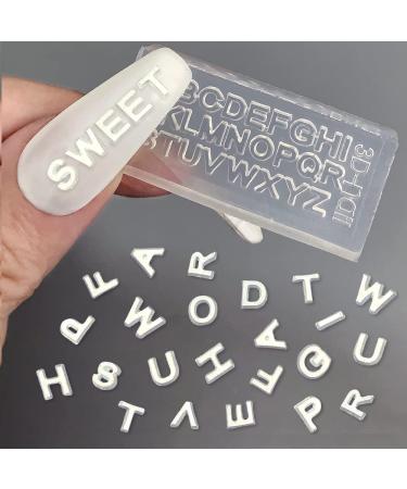 3D Letters Nail Art Silicone Molds Mini Alphabet Nail Molds A-Z Letter Resin Molds 26 Alphabets Mould DIY Nail Tools Handmade Craft Carving Moulds Nail Decor Tool Women Nail Accessories Nail Supplies