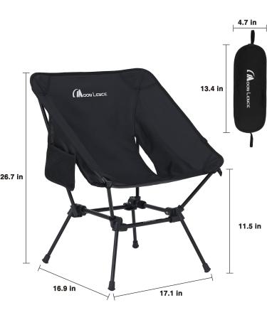 MOON LENCE Compact Camping Chair with Side Pockets - Portable & Lightweight Folding Chair for Hiking, Beach, and Fishing - Black - Buy Online on GoSupps.com