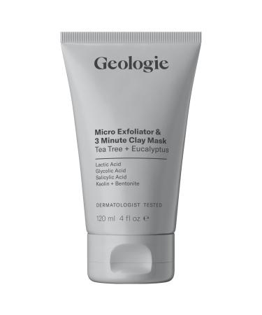 Geologie Micro Exfoliator & 3 Minute Clay Mask | Tea Tree + Eucalyptus | 4 fl oz
