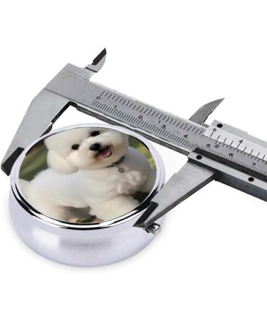 Round Pill Box | Mini Travel Medicine Organizer | Bichon Frise Dog Prints - Perfect for Purse & Pocket - Buy Online on GoSupps.com