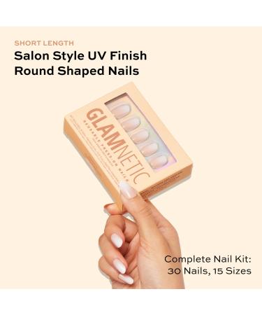 Glamnetic Press On Nails - Creamer | UV Finish Neutral Ombre Short Round | 30 Nail Kit with Glue, 15 Sizes - Buy Online on GoSupps.com
