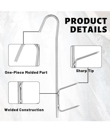 Stainless Steel H-Shape Incense Hooks - 12 Pieces 21cm Silver - Ideal for Hanging Smoked Fish Meat & Sausage - Buy Online on GoSupps.com