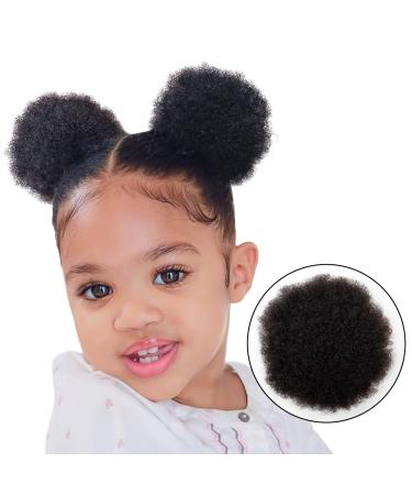 Kids Hair Puff 4 Inch Drawstring Ponytail Pack of 2 - Natural Black Afro Puff for Black Women and Kids - Human Hair Mini Afro Puffs - Buy Online on GoSupps.com
