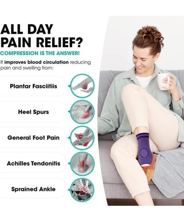 Modvel Foot & Ankle Brace Socks - Compression Sleeve for Sprained Ankle Support Tendonitis & Arthritis - Adjustable Ankle Brace for Men & Women - Sports & Running - Small T Purple - Buy Online on GoSupps.com