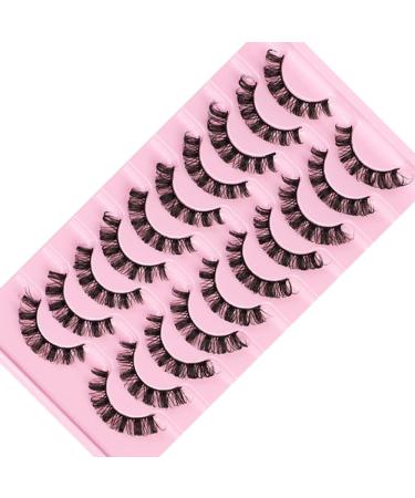 Eyelashes Russian Strip Lashes Natural Fluffy Wispy D Curly Effect Hybrid Strip Lashes Look Like Extensions 10 Pairs (D-02) - Buy Online on GoSupps.com