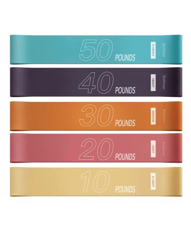 Resistance Bands Resistance Exercise Bands Set of 5 for Legs and Glutes Home Fitness Stretching Physical Therapy Pilates Flexbands Workout Bands Style2