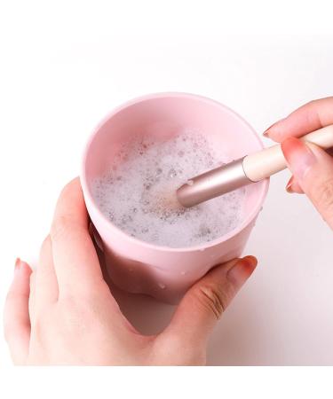 Buy Multifunctional Makeup Brush Cleaner Bowl with Drying Rack | Portable Pink Brush Cleaning Mat for Easy Makeup Brush Care - Buy Online on GoSupps.com