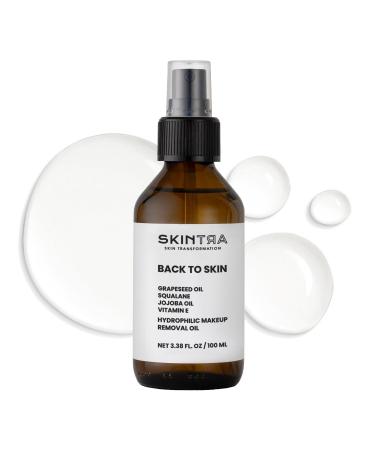 SkinTra - Back To Skin - Makeup Removing Oil with Squalane & Vitamin E, Gentle Cleansing for All Skin Types - Safe for Sensitive Areas No Greasy Residue 100 ml/Net 3.38 Fl. Oz