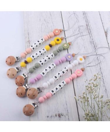Personalized Daisy Silicone Pacifier Clip - Custom Name Holder for Teethers & Toys (Pink) - Buy Online on GoSupps.com
