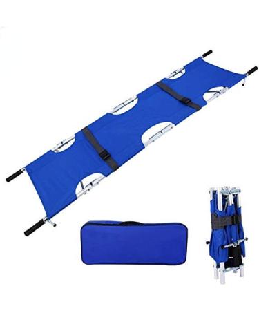 Stretcher Bed Portable Folding Stretcher Multifunctional Foldable Stretcher Bed Emergency Transport Stretcher with Storage Bag Natural (Blue)