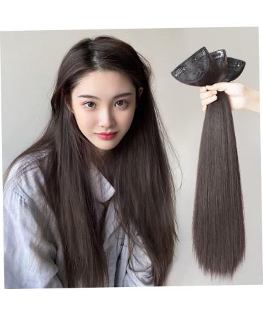Beatifufu Piece Long Straight Hair Wig Hair Extensions Clip in Human Hair Dark Brown Hair Extensions Jet Black Wig Women Hair Extensions Natural Hair Accessories Miss High Temperature Wire 80X15CM Black - Buy Online on GoSupps.com