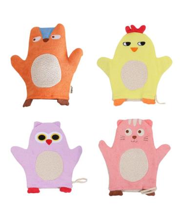 FRCOLOR 4pcs Bath Towel Bath Sponges for Shower Baby Shower Loofa Exfoliating Children Sponge Rubbing Towel Spa Towel Massage Tool Kids Showering Tool Cotton Bathroom Supplies Travel Hand