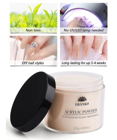 EBANKU Nude Acrylic Powder 120g - Professional Long-Lasting Nail Extension Powder - No Lamp Needed - Nude Pink - Buy Online on GoSupps.com