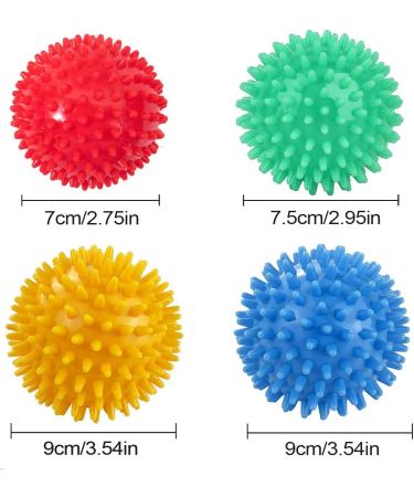 Youery Massage Balls Set - 4 Hedgehog Spiked Massage Balls for Reflex Zones Plantar Fasciitis Pain Relief & Stress Relief - Ideal for Legs Feet Hands & Back - Buy Online on GoSupps.com
