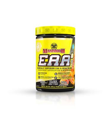 Mammoth EAA9 Performance EAA + BCAA Formula Full Spectrum EAAs 6g BCAA Blend High Leucine for Muscle Recovery Sugar Free Zero Calorie 30 Servings (Candy Peach)