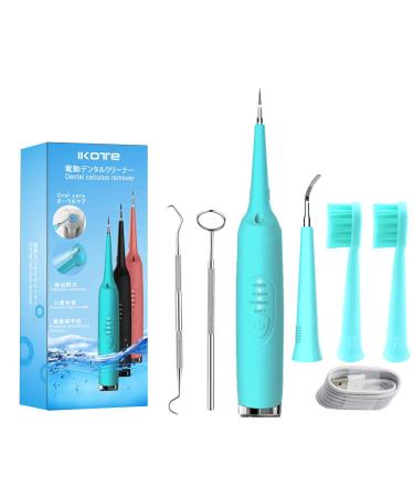Electric Dental Calculus Remover Household Tartar Scraper Tartar Remove for Fighting Tartar Tooth Stains Teeth Polishing 4 Replaceable Heads Powered by USB Blue (Blue)