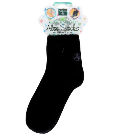 Earth Therapeutics Aloe Vera Socks Infused with Natural Aloe Vera & Vitamin E Helps Dry Feet Cracked Heels Calluses Rough Skin Dead Skin - Use with Your Favorite Lotions - Black