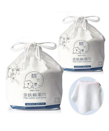 MEYSO 200 pieces/2 role Pure Cotton Dry Wipes 100% cotton non-woven cotton soft disposable washing cloth clean soft cloth cleaning cloth one-way face cloth dry