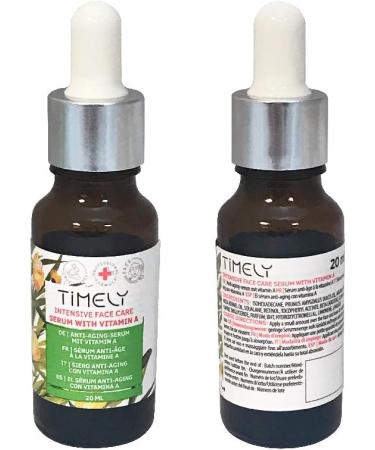 TiMELY Intensive face care serum with vitamin A 20 ml vitamin E sweet almond oil argan oil retinol anti aging eliminates redness helps to lighten sun spots - Buy Online on GoSupps.com