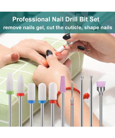 Fiezkaa 10Pcs Ceramic Nail Drill Bits Set - Professional Efile Bits for Acrylic Gel Nails - Cuticle Remover Diamond Bits for Manicure Pedicure - Buy Online on GoSupps.com