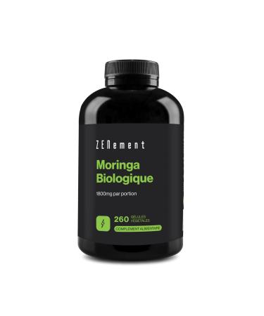 Moringa Organic Capsules 1800mg - 260 Vegan Capsules - Organic Moringa Oleifera Leaf Supplement Protein Source Amino Acids Multivitamins and Minerals Pure & Strong