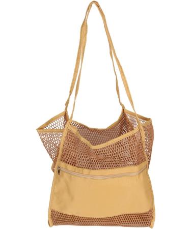 Qcwwy Mesh Beach Bag - Oxford Fabric Mesh Shoulder Bag for Pool | Stylish & Durable Khaki Beach Tote - Buy Online on GoSupps.com