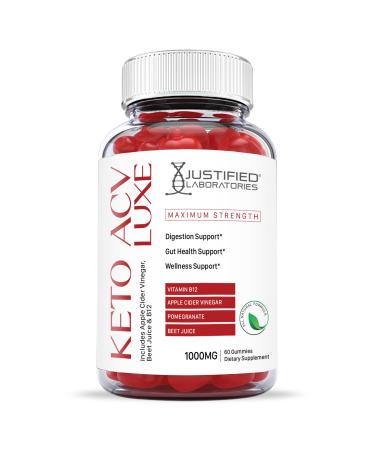 Justified Laboratories Luxe Keto ACV Gummies 1000MG with Pomegranate Juice Beet Root B12 60 Gummys (60 Count) 60 Count (Pack of 1) - Buy Online on GoSupps.com