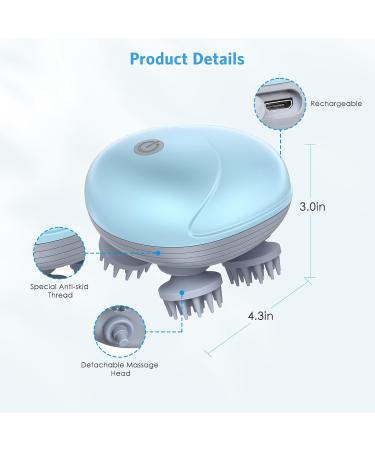 Brifit Electric Scalp Massager - USB Charging Head Massage Device with 4 Kneading Heads 3 Modes IPX6 Waterproof for Dogs & Body Relaxation - Portable Blue - Buy Online on GoSupps.com