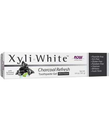 Now Foods XyliWhite Charcoal Toothpaste Gel - Mint 6.4 oz | Natural Whitening & Fresh Breath - Buy Online on GoSupps.com