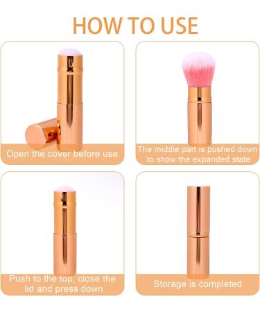 Retractable Blusher Brush with Cover 2 Pack Travel Kabuki Bronzer Makeup Brush Liquid Cream Foundation Powder Brush Extensible Face Blender Brush Professional Concealer Brush for Women (Gold & Black) Black & Gold - Buy Online on GoSupps.com